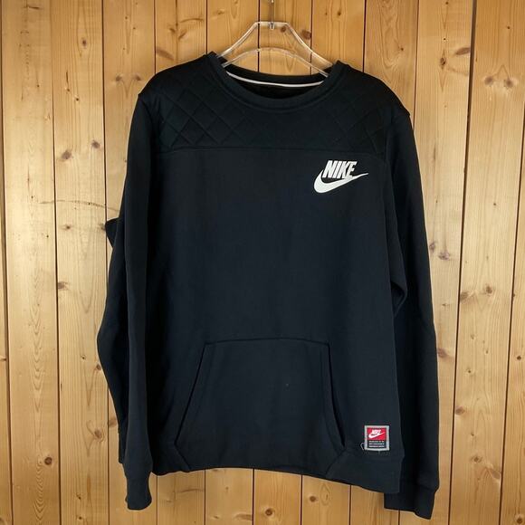 Men's Nike Quilted Crewneck Sweatshirt, Black - Size XL - Picture 1 of 6